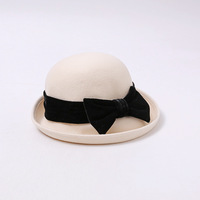 Béret en Laine Style Français pour Femme, Chapeau Pilule Élégant avec Nœud en Velours, Chapeau Formel Coréen pour Robe d'Automne et d'Hiver