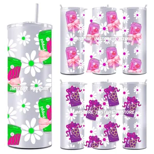 <span class=keywords><strong>Nouveau</strong></span> Floral Soda Can Fleurs Coquette Boissons 20OZ UV DTF Skinny Tumbler Wrap Transfert Autocollants Étanche Logo Personnalisé pour Gobelet - Product Image 1