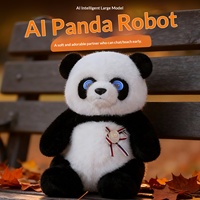 Robot de conversation intelligent IA transfrontalier en peluche, chat noir et blanc, idéal pour la décoration intérieure