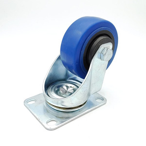 Rueda Giratoria de Acero Inoxidable Azul de 100x80mm con Freno y Rodamiento de Bolas para Uso Industrial - Product Image 4