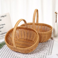 Grand panier tissé en rotin PP Organisateur de stockage polyvalent pour fleurs, fruits et légumes