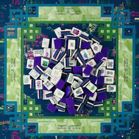 En stock : 160 tuiles de Mahjong américain de luxe moderne avec tapis floral impérial bleu marine, mélamine gravée 4 couches, prêt à être expédié