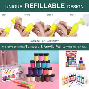 Pintura Tempera Lavable No Tóxica, Kit de Pintura para Manualidades Infantiles de 12 Piezas, 24 ml 28 ml, Pinturas para Pósteres a Base de Agua Exprimibles - Product Image 6
