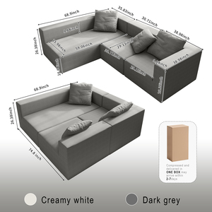 Sofá Seccional de Corduroy Estilo Nube, Tapizado, Modular, con Asiento Ajustable para Sala de Estar o Apartamento - Product Image 2