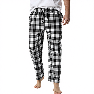 Pantalon de pyjama décontracté en tricot thermique à carreaux pour homme avec logo personnalisé et poches, idéal été comme hiver - Product Image 2