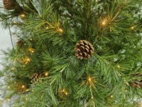 Nouveau 2026 – Arbre de Noël artificiel de 2,10 m avec lumières LED, aiguilles de pin et décorations en cône de pin – Vente en gros de haute qualité
