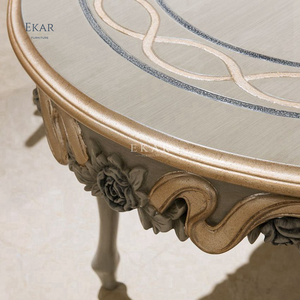 Đồ Nội Thất Phòng Ăn Cổ Điển Sang Trọng Bàn Ăn Hình Bầu Dục Hoàng Gia Cổ Bàn Tay Chạm Khắc Hoa Bộ Bàn Ăn - Product Image 4