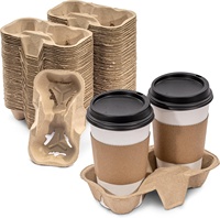 Support de support de plateau de pulpe biodégradable de 2/4 plateaux pour boissons froides et chaudes plateau de café porte-gobelet de boisson