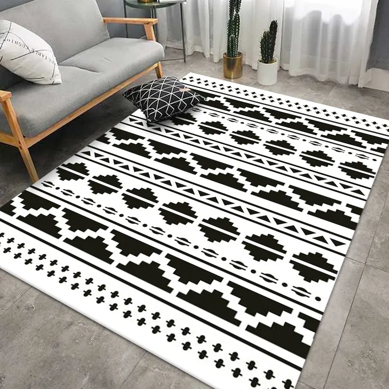 New arrival Morocco 3d printing cotton woven carpet custom rug for living room area with tassels