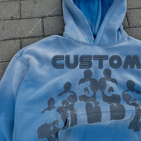 Sweat à capuche de style hip hop vintage délavé à l'acide pour hommes, col à capuche 100% coton pour l'hiver