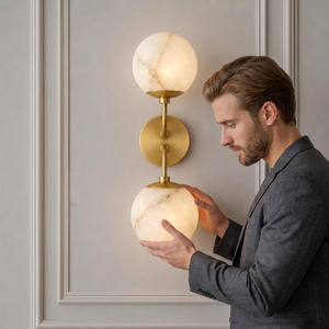 Modern Marble <b>Wall</b> <b>Sconce</b> Round Contemporary Home Decor Indoor <b>Lighting</b> Fixture for Living Room - Product Image 1