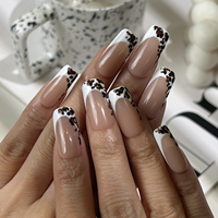 Faux ongles en gros, imprimé léopard français, en acrylique, faits à la main, pré-dessinés, longs, couvrants, pour la beauté des mains, ongles à presser de qualité professionnelle