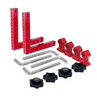 Pince d'angle droite pour le travail du bois 140 mm, pour le positionnement et le fixation de panneaux, avec règle de positionnement à 90°, jauge de hauteur laser à points, en alliage d'aluminium