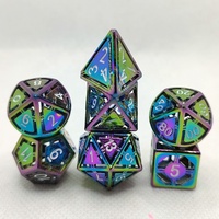 Jeu de dés professionnels en métal noir et bleu pour D&D avec étui métallique cadeau, dés polyédriques pour Dungeons and Dragons - Double tranchant