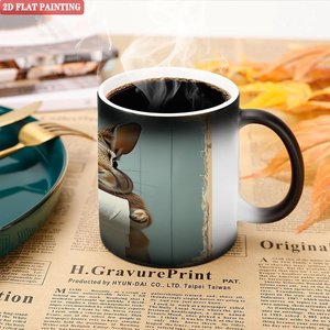 Frosted Black 11oz <b>Ceramic</b> <b>Mug</b> Sublimation Heat Change Blank DIY Cup - Product Image 5