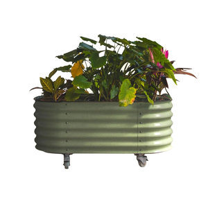 Large Outdoor Self-Watering Rolling Planter Galvanized Metal Raised Garden <strong>Bed</strong> with <strong>Liner</strong> for Vegetable <strong>Flower</strong> Pots Home Nursery - Product Image 1