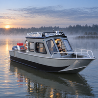 Bateau de pêche en aluminium robuste de 22 pieds, capacité 6 personnes, capacité améliorée 12 personnes, avec rampe et échelle, console debout, économie de carburant