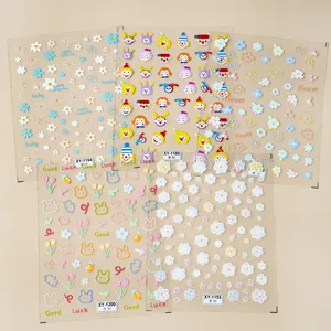 Hot bán dễ thương đầy màu sắc hoa Nail Stickers Kawaii DIY thỏ Nail Art Sticker đề can cho trẻ em