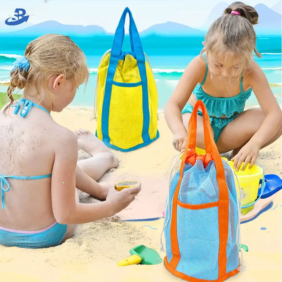 Оптовая продажа, негабаритная сетчатая пляжная сумка с логотипом под заказ, рюкзак, Пляжная детская игрушечная сумка для пикника