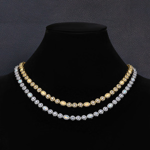 สร้อยคอเงินแท้ 925 ประดับมอสซาไนต์ทรงลูกปัด ดีไซน์ฮิปฮอป หรูหรา ระดับ VVS สำหรับผู้ชายและผู้หญิง เครื่องประดับสุดหรู - Product Image 1