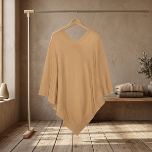 Women's Pure Cashmere Poncho Traditional Scarf & Shawl-Durable Multi-Purpose Medium Length All Seasons Lotus Fabrics LF O11 - Product Image 2