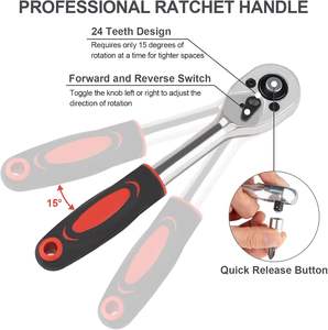 46pcs 1/4-Inch Drive Hand Operated Socket Ratchet Wrench Set with Hard Case for <b>Auto</b> <b>Repair</b> and Household Use - Product Image 6