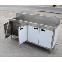 Évier extérieur commercial en acier inoxydable épais, taille personnalisable, avec armoire de rangement pour cuisines, restaurants et écoles