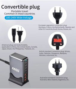 440W Multiport 5C3A Super Fast Charging <b>Type</b> <b>C</b> Power Charger Station for Phone 16 15 14 for Laptop PD 100W <b>USB</b> <b>C</b> <b>Adapter</b> - Product Image 4
