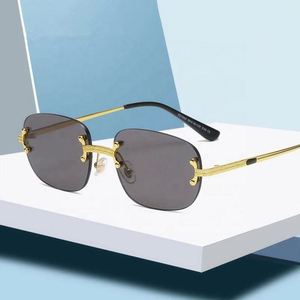 Gafas de Sol Rectangulares Pequeñas sin Montura con Logotipo Personalizado de Moda, Lentes con Degradado y Protección UV400 para Hombre y Mujer - Product Image 1