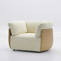 Fauteuil de salon en cuir rembourré de luxe léger, chaise longue d'intérieur en velours pour la maison et l'hôtel
