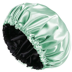 Women's Adjustable Double Layer Satin Bath Cover New Solid Color Waterproof Head <b>Bonnet</b> for Kitchen Bathroom Daily Use Sleep - Product Image 1