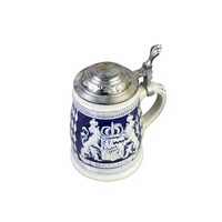 Chope à bière classique en porcelaine Bavaria Bayern - Capacité 700 ml - Motif d'écusson de lion 3D - Poignée à motif diamant - Écologique - Bière allemande
