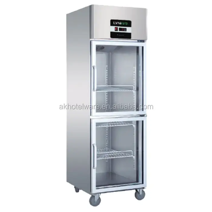 マレーシアのシングルガラスドア飲料ビールディスプレイ冷蔵庫を備えた工場直立ステンレス鋼キッチン冷蔵庫機器