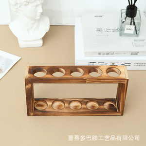 Support en bois pour tubes à essai, double couche, pour huiles essentielles, étagère de rangement, style moderne et simple - Product Image 2