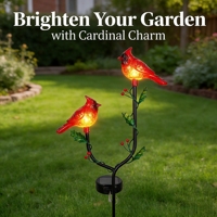 Figurine d'oiseau rouge Poinsettia de Noël, lumières solaires LED, piquets de jardin en fer, lumière décorative résistante à l'eau