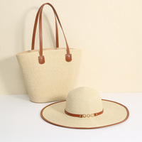 Ensemble Chapeau de Paille et Sac Tressé Grande Capacité – Accessoires Assortis pour Plage, Voyage en Plein Air, Vacances en Bord de Mer et Loisirs