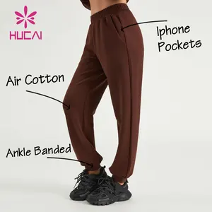 HUCAI Custom High Quality Womens Super Soft Lightweight Air Cotton Ankle Banded Gym Sweatpants Women Sports Joggers Pants