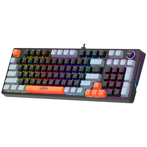 Clavier de jeu mécanique filaire Raiku Gk98, disposition à 98 touches avec interrupteurs bleus et molette rotative, rétroéclairage RVB - Product Image 5