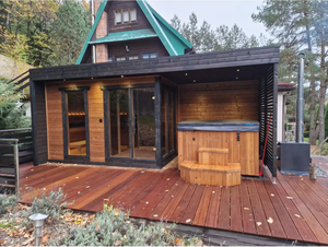 Luxury Modern Solid Wood Multi-family Outdoor Sauna <strong>Room</strong> For Villa With <strong>Shower</strong> And Large Size - Product Image 3