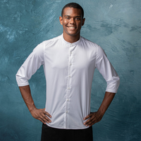 CHECKEDOUT Nouvelle Conception Chemises de Service Manches Mi-Longues Blanches Tendance pour Hôtellerie et Restauration
