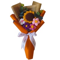 Buket Bunga Matahari Rajutan Kreatif untuk Guru Wanita, Hadiah Bunga Buatan dari Wol