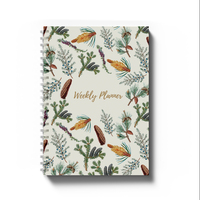 Carnet à spirale personnalisé à couverture rigide avec motif floral verdoyant, planificateur à spirale pour 2026