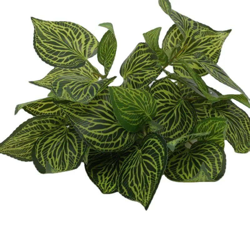 Wholesale real touch silk decorative artificial zebra pattern plant leaves garden decoration artificial green leaves