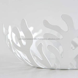 Luxury Stainless Steel Metal Customized Design Fruit Bowl in Steel Colored with Epoxy Resin White Fruits Serving Bowl - Product Image 3