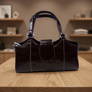 Bolso de Mano Moderno de Cuero Genuino Ecológico con Dos Correas, Gran Capacidad, Bandolera para Mujer, Resistente al Agua, con Cierre - Product Image 2