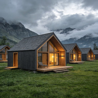 Maison miniature moderne en bois avec intérieur entièrement meublé pour bureau, maison préfabriquée, utilisation de maison préfabriquée triangulaire