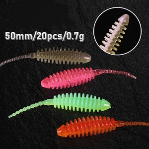 Nouvelles 20 leurres souples artificiels en PVC de 5 cm (2 pouces) en forme de ver à queue aiguë pour la pêche à la carpe et au bar - Product Image 3