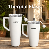 Gobelet isotherme portable en acier inoxydable, maintien de la température longue durée, idéal pour le camping, design simple, brosse de nettoyage incluse