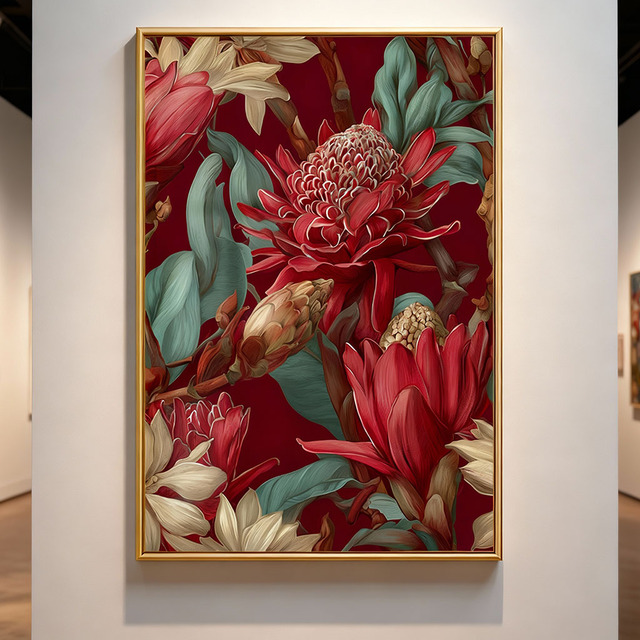 Luxury Botanical Flower Decorative Painting Custom Tempered Glass Wall Art for Home Interior Decor Wholesale