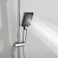Ensemble de robinetterie de douche thermostatique en laiton chromé carré à poignée unique avec barre coulissante et jet doux effet pluie pour hôtels